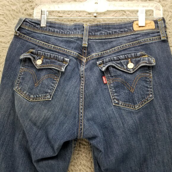 Levis Jeans Womens 10 Blue 515 Bootcut Button Stretch Denim Flap Pocket - Picture 10 of 14